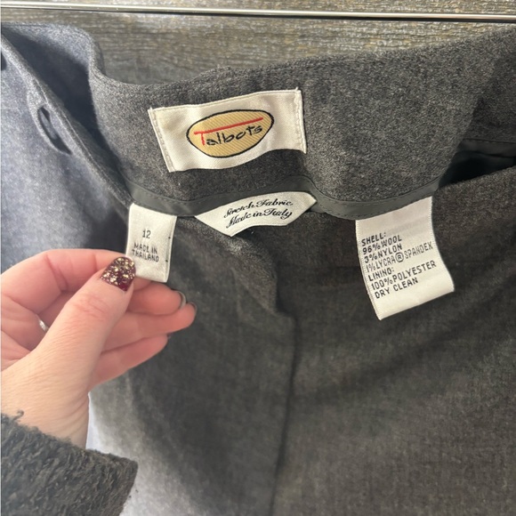 Talbots grey wool dress slack career office trouser pants size 12 - Picture 2 of 3